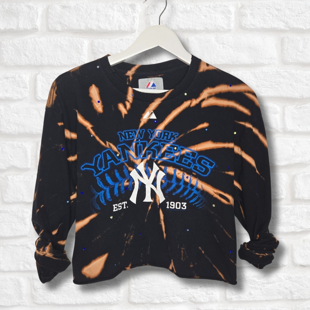 New York Yankees Crop Top W/Rhinestones